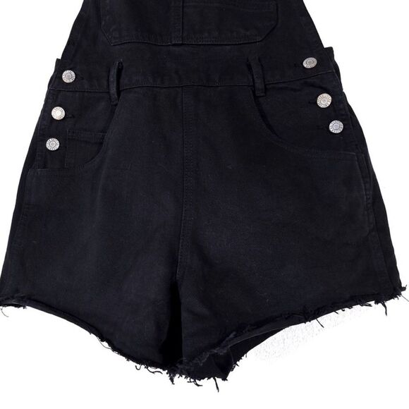 BRANDY MELVILLE Hayley Overall Shorts Workwear Jumpsuit 90s Black Denim Small - Picture 8 of 9